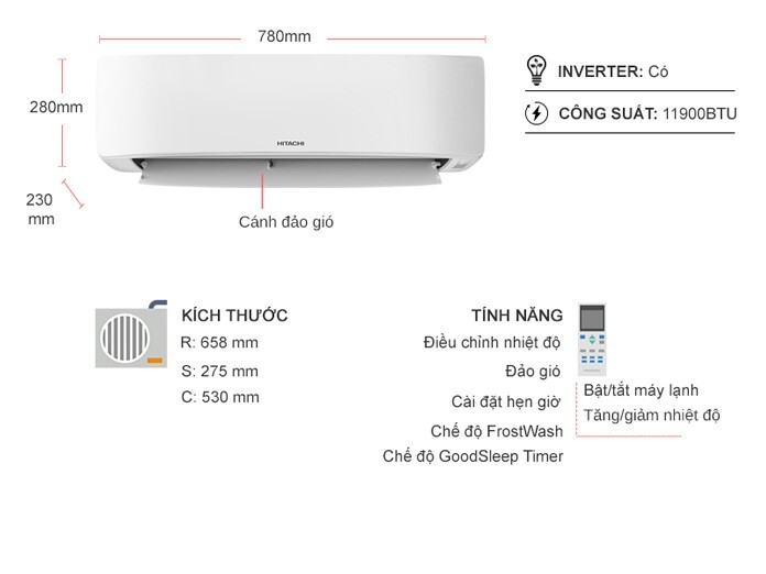 Máy lạnh Hitachi Inverter RAK/RAC-DJ13PCASVX