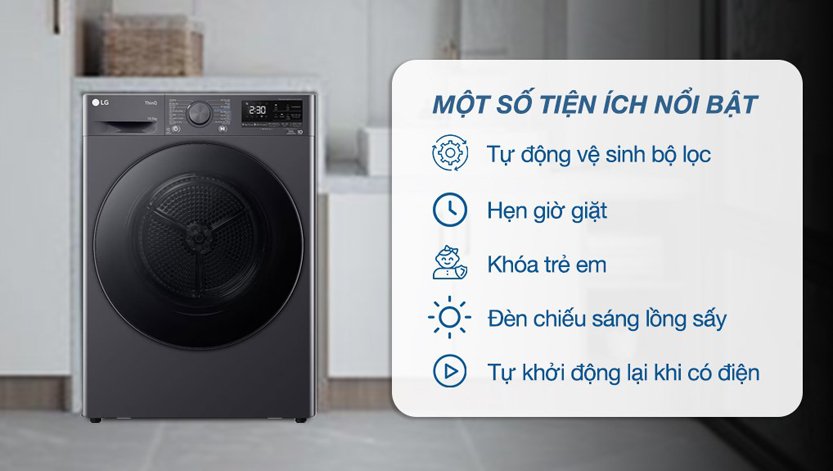 Máy sấy bơm nhiệt Heatpump Inverter LG 10.5Kg DVHP50M