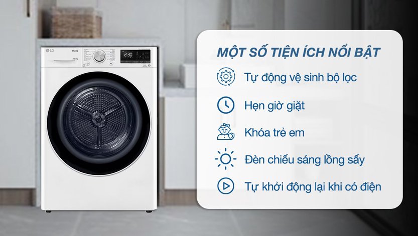 Máy sấy bơm nhiệt Heatpump Inverter LG 10.5Kg DVHP50W