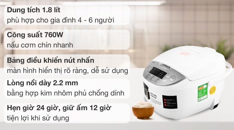 NỒI CƠM ĐIỆN TỬ TOSHIBA RC-18DH2PV(W)