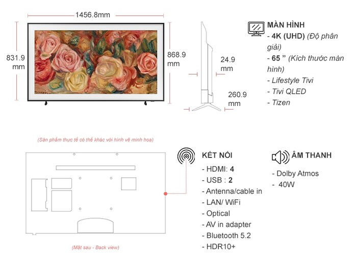 QLED Tivi Khung Tranh Samsung 4K 65 inch 65LS03DA Lifestyle TV