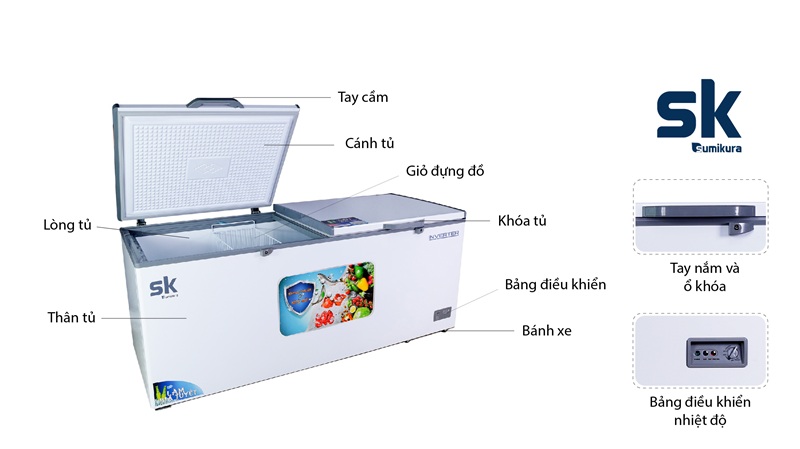 TỦ ĐÔNG INVERTER SUMIKURA 650 LÍT SKF-650SI(JS) ĐỒNG R600A LÀM BIA SỆT ĐÔNG MỀM