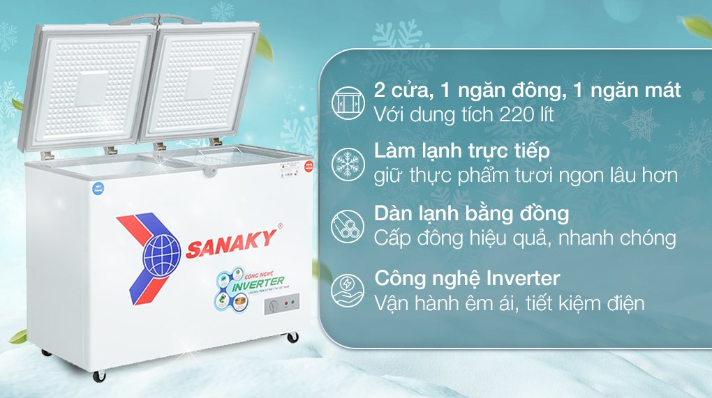 Tủ Đông Mát Sanaky 220Lít VH-2899W2KD
