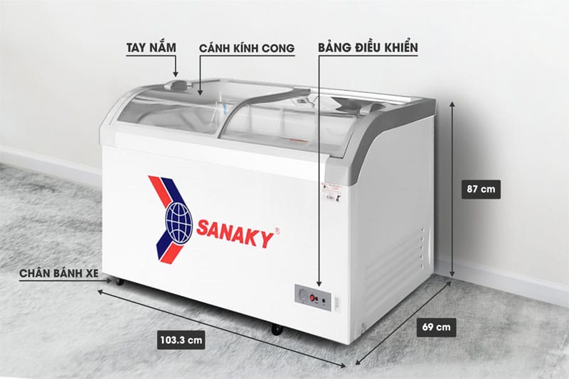 Tủ Đông Mặt Kính Cong Sanaky 280lít VH-382KB
