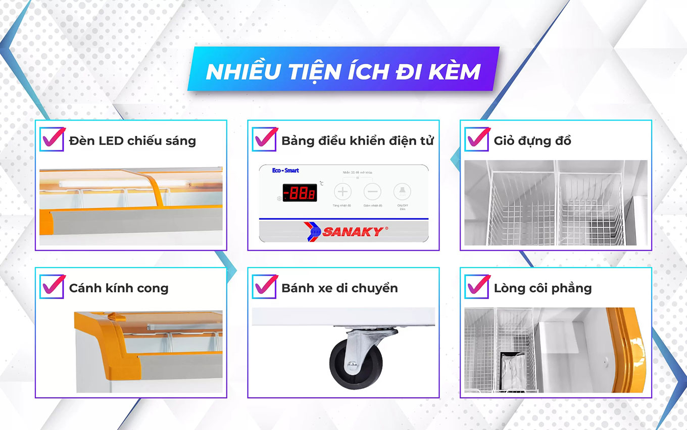 Tủ Đông Mặt Kính Cong Sanaky 750lít VH-1099K3A