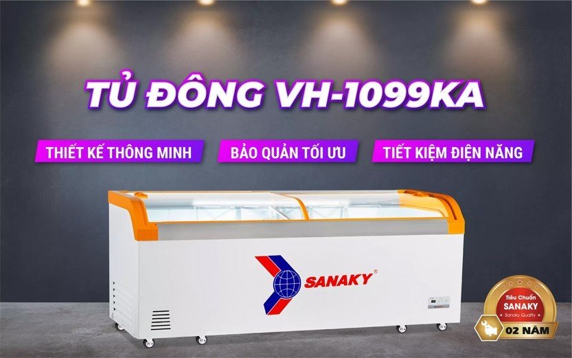 Tủ Đông Mặt Kính Cong Sanaky 750lít VH-1099KA