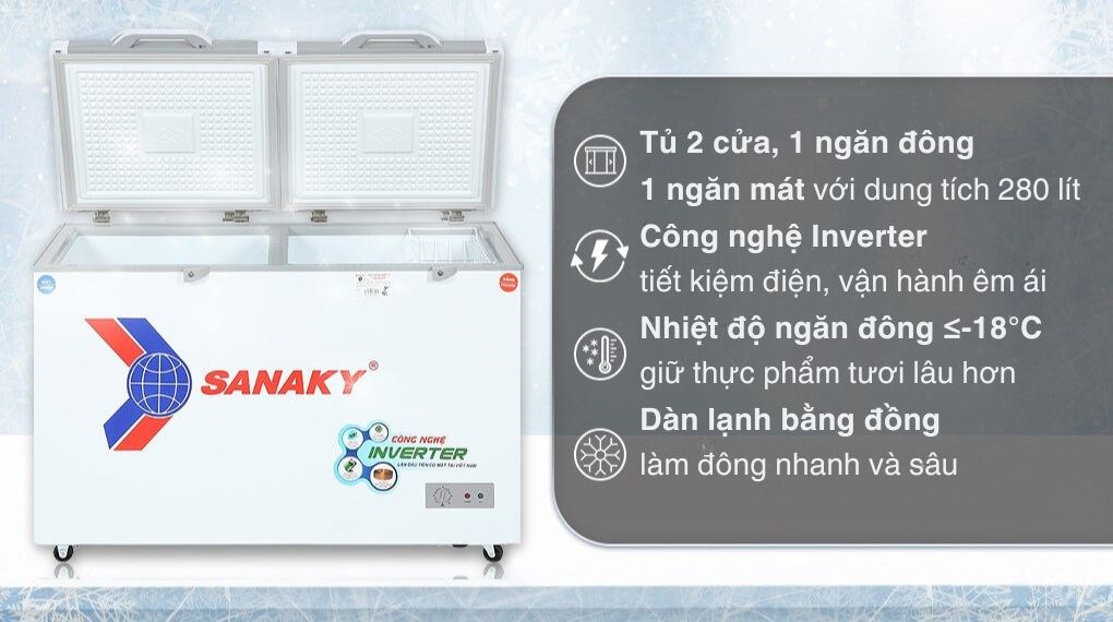 Tủ Đông Mát Sanaky 280lít VH-405W2