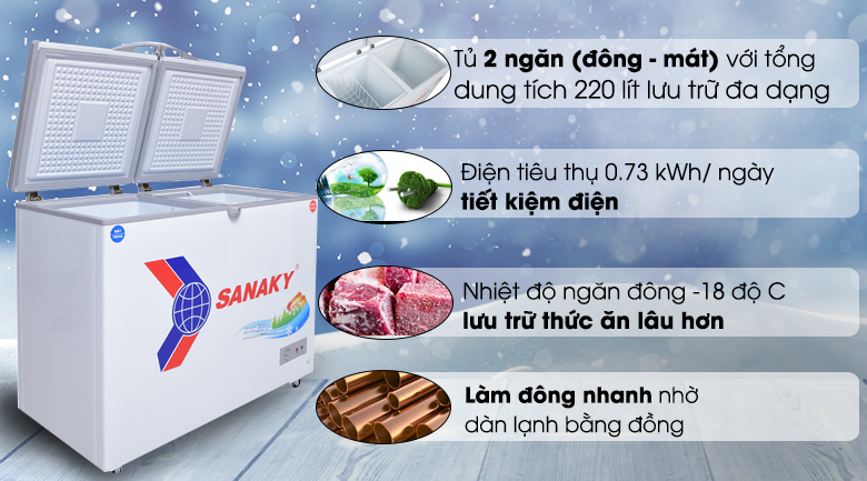 Tủ Đông Mát Sanaky 280lít VH-4099W1