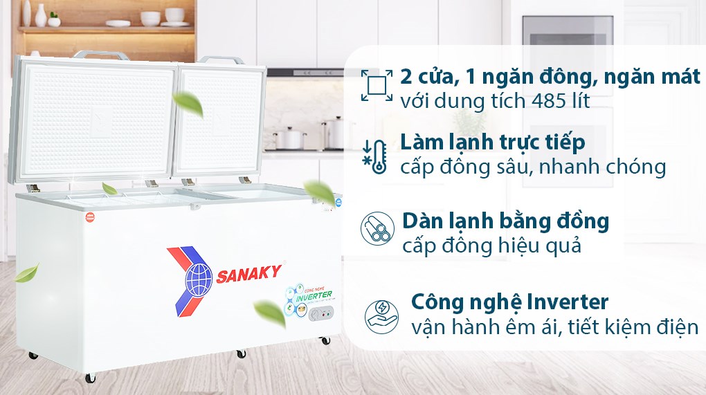 Tủ Đông Mát Sanaky Inverter 485lít VH-6699W3