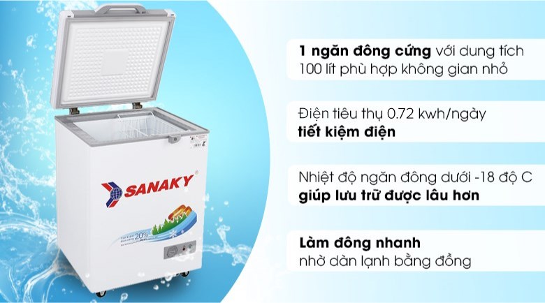 Tủ Đông Sanaky 100 Lít Sanaky VH-1599HY