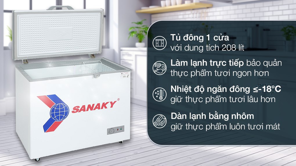 Tủ Đông Sanaky 208lít VH-255HY2