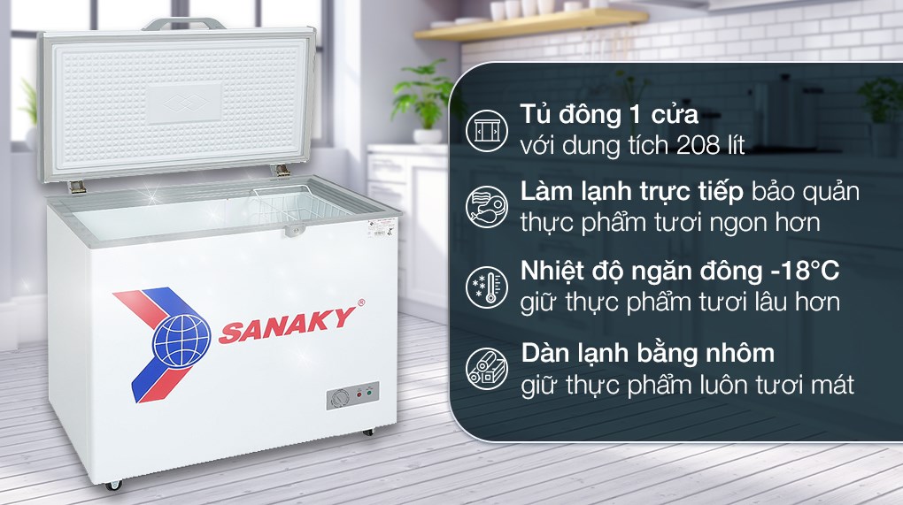 Tủ Đông Sanaky 208lít VH-2599A1