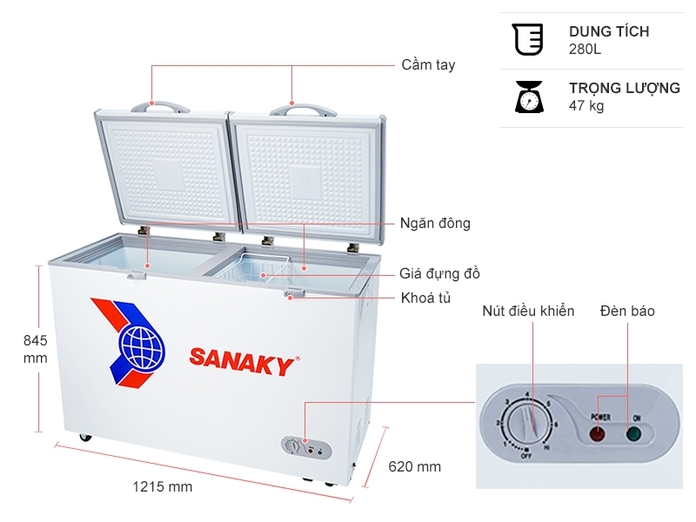Tủ Đông Sanaky 270lít VH-365A2