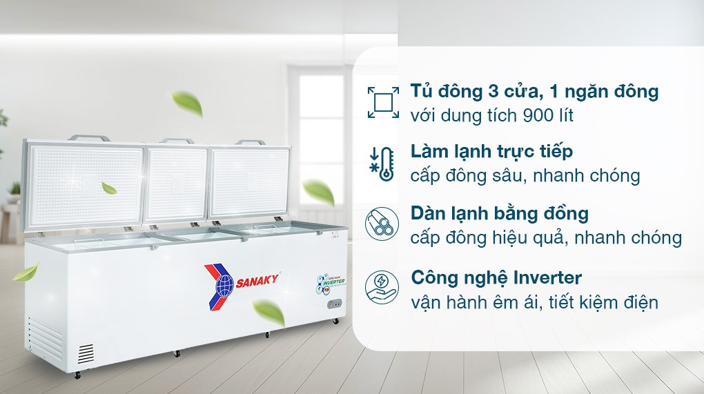 Tủ Đông Sanaky 900lít 3 cánh mở VH-1199HY3