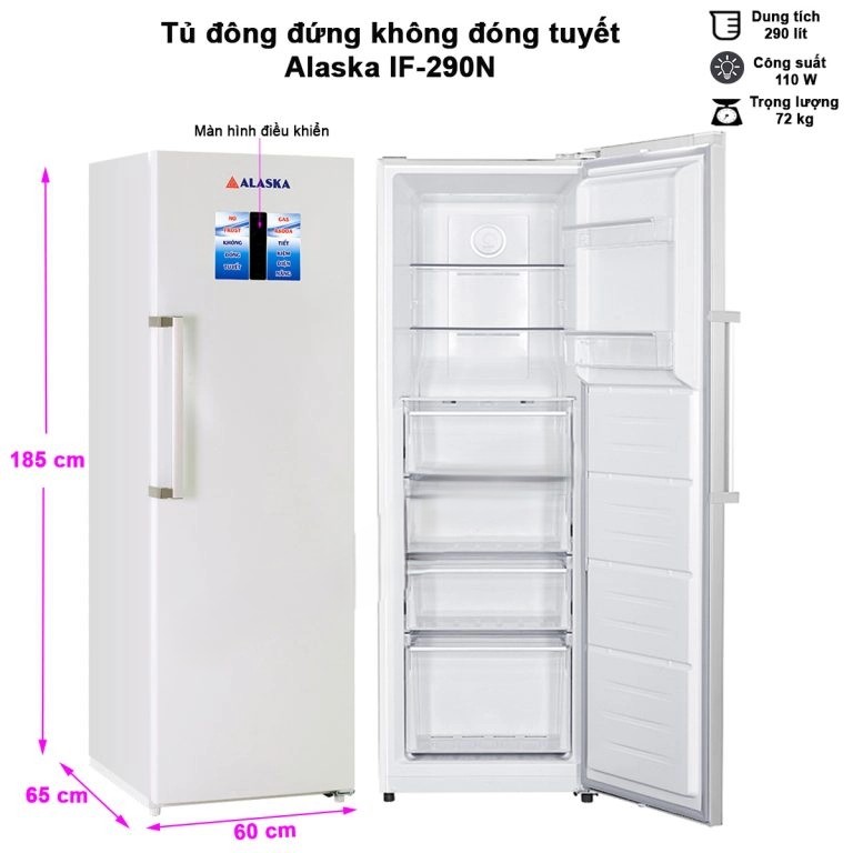 Tủ đông đứng Alaska 290 lít IF-290N