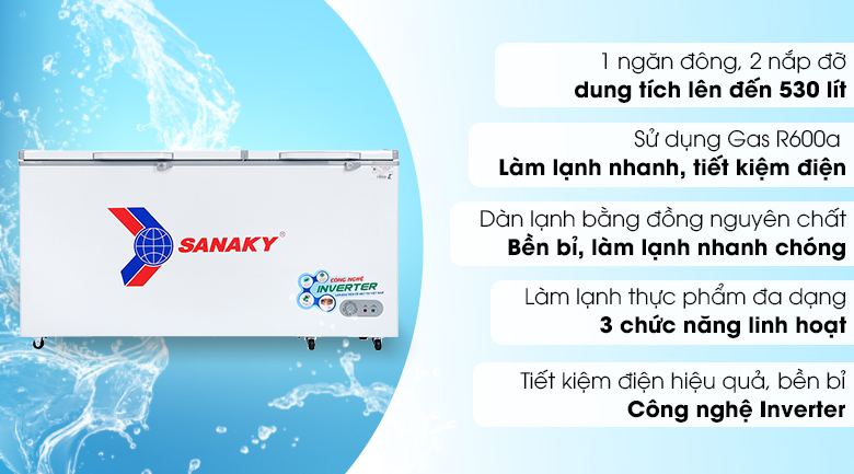 Tủ đông 530 lít Inverter Sanaky VH6699HY4K