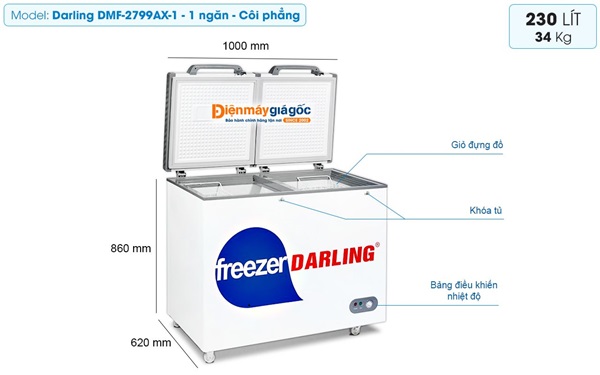 Tủ đông Darling 230 lít DMF-2799AX-1