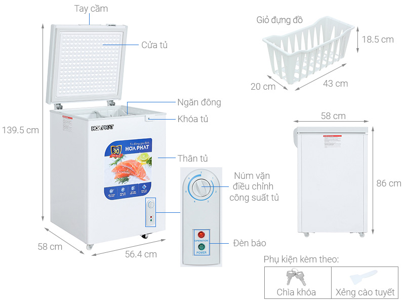 Tủ đông Hòa Phát 107 lít HPF AN6107