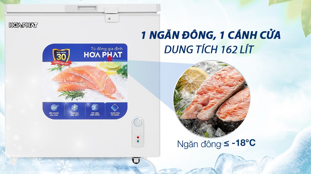 Tủ đông Hòa Phát 162 Lít HPF AD6162