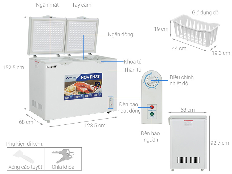 Tủ đông Hòa Phát 271 lít HPF BD6271