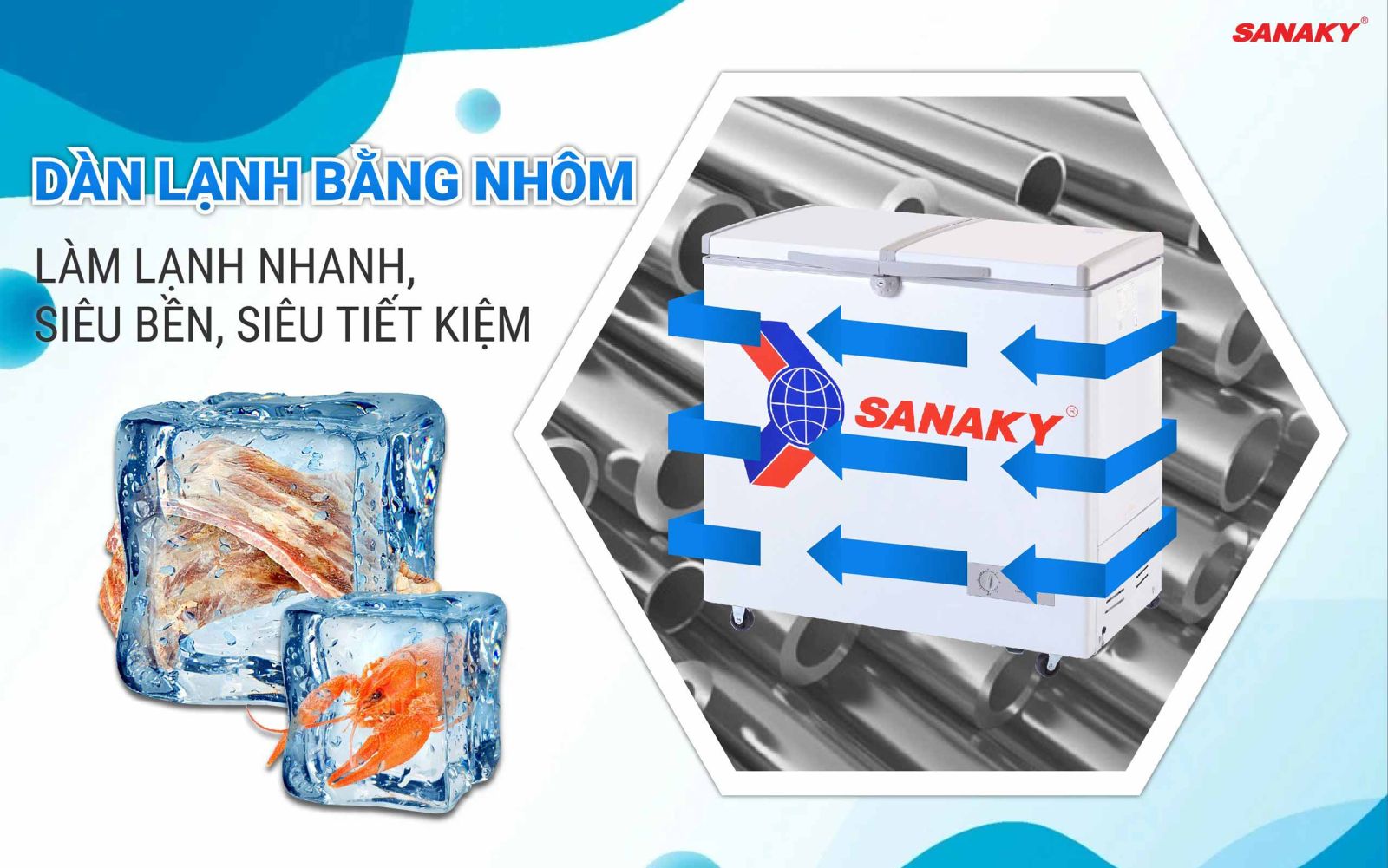 Tủ đông Sanaky 208 lít VH-255A2