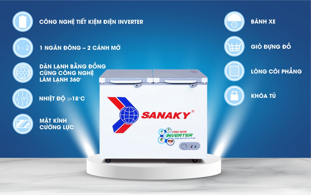 Tủ đông Sanaky Inverter 208lít VH-2599A4K