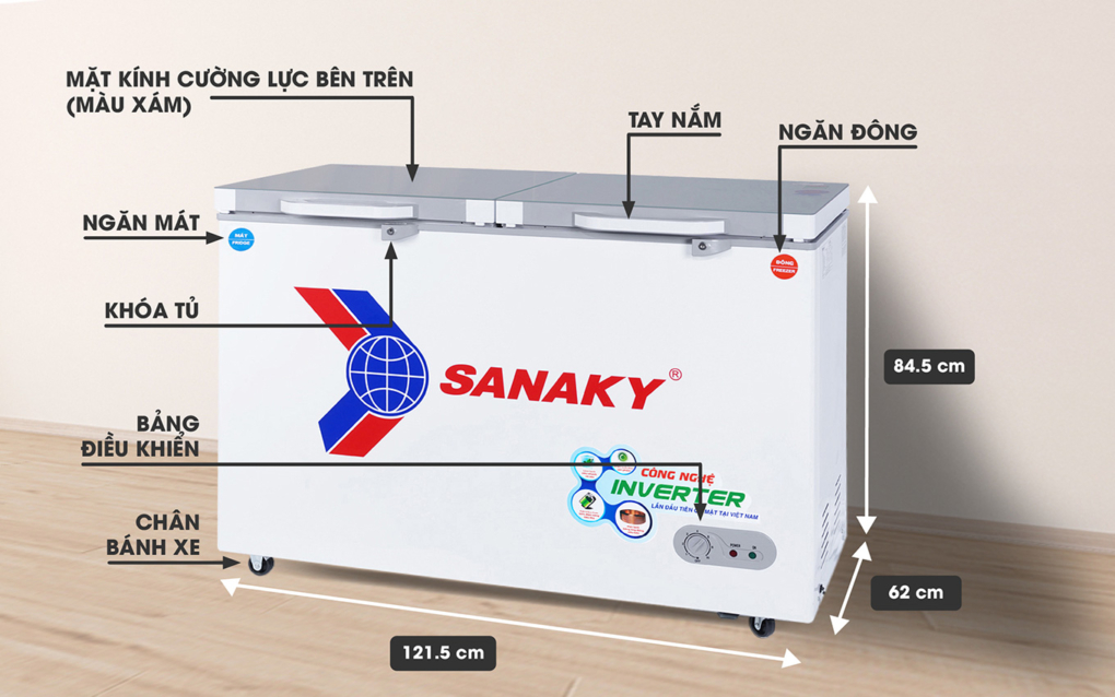 Tủ đông Sanaky Inverter 260 lít VH-3699W4K