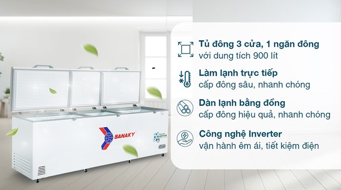 Tủ đông Sanaky VH-1199HY4K Inverter 1 ngăn, 3 cánh