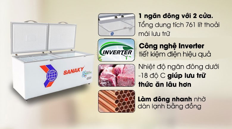 Tủ đông Sanaky VH-8699HYK 1 ngăn, 2 cánh, 761 lít