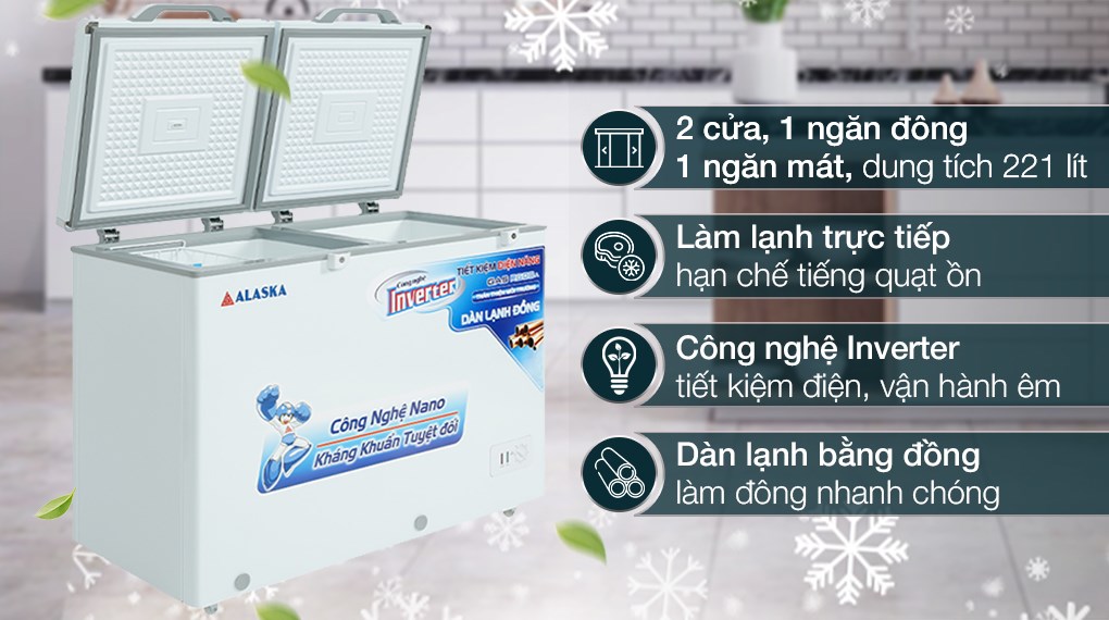 Tủ đông mát inverter Alaska 221 lít BCD-3568CI