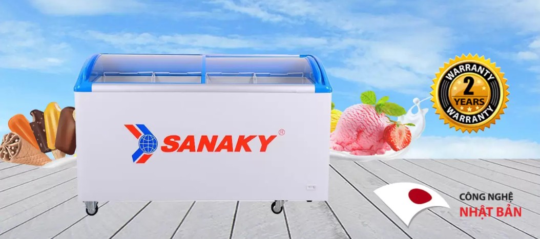 Tủ Đông Mặt Kính Cong Sanaky 450lít VH-682K