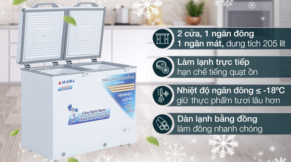 Tủ đông mát Alaska 205 lít BCD-3068C