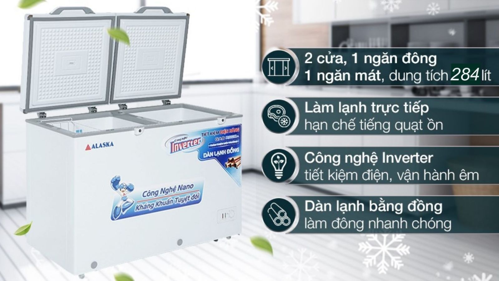 Tủ đông mát Alaska 282 lít BCD-4567N