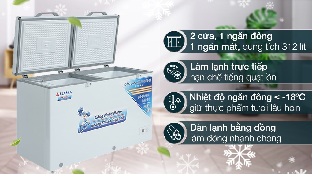 Tủ đông mát Alaska 312 lít BCD-5068C