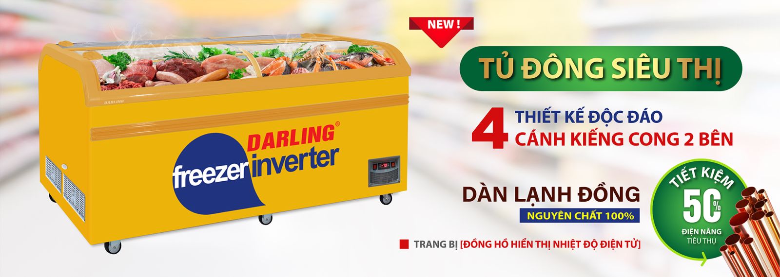 Tủ đông siêu thị DMF-10079ASKI 4 kính cong 2 bên 1100 lít