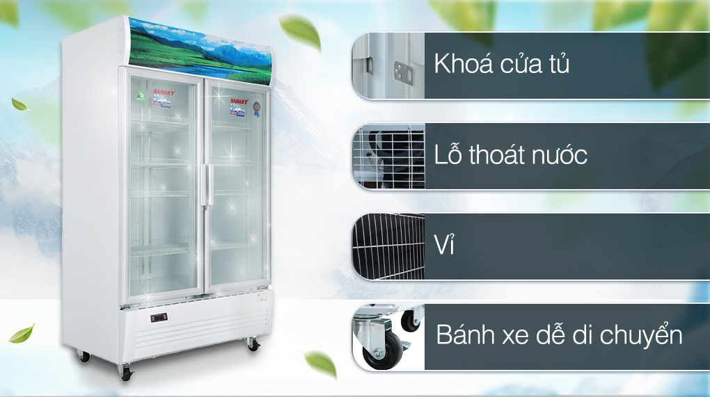 Tủ Mát Sanaky 1100 lít VH-1209HP 2 cánh, dàn lạnh đồng