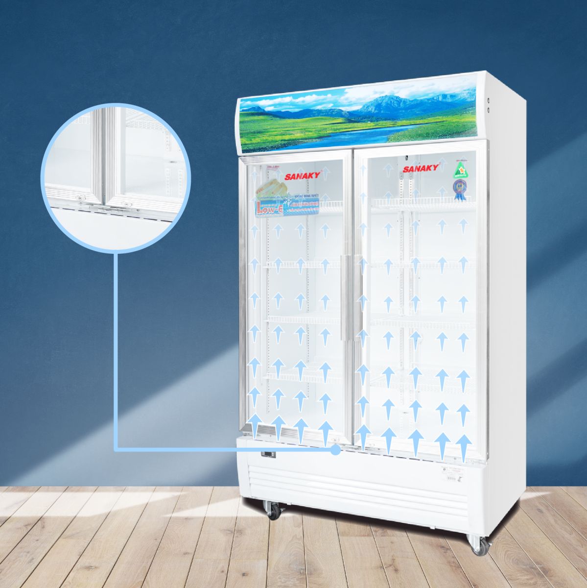 Tủ Mát Sanaky 1100 lít VH-1209HP 2 cánh, dàn lạnh đồng
