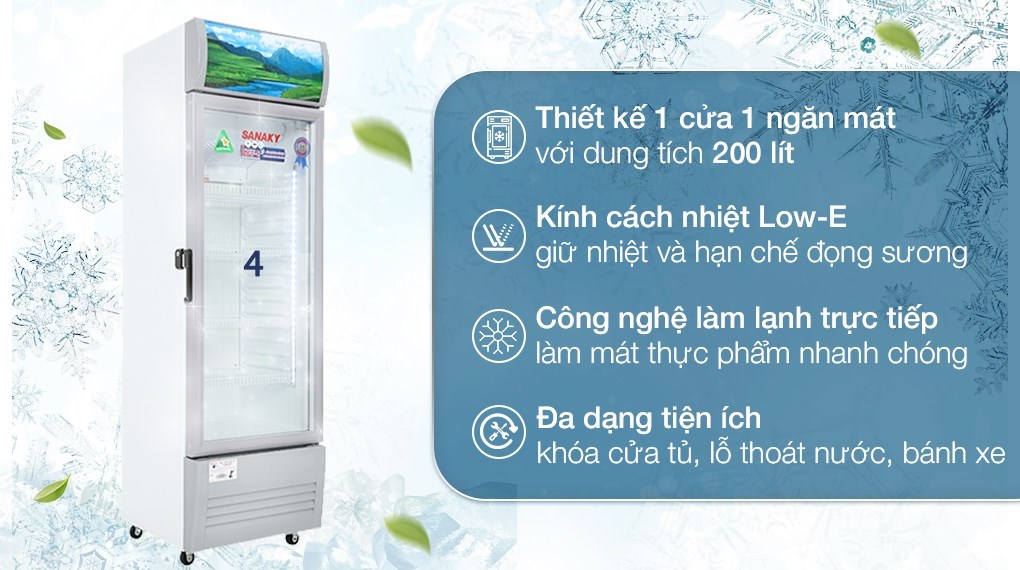 Tủ Mát Sanaky 200lít VH-258KL; 