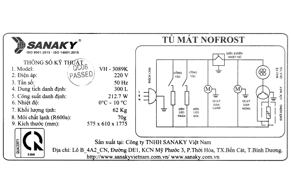 Tủ Mát Sanaky 300lít VH-3089K