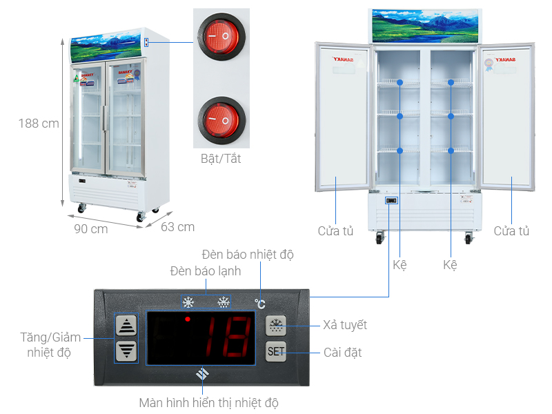 Tủ Mát Sanaky 500 lít VH-6009HP 2 cánh, dàn lạnh đồng