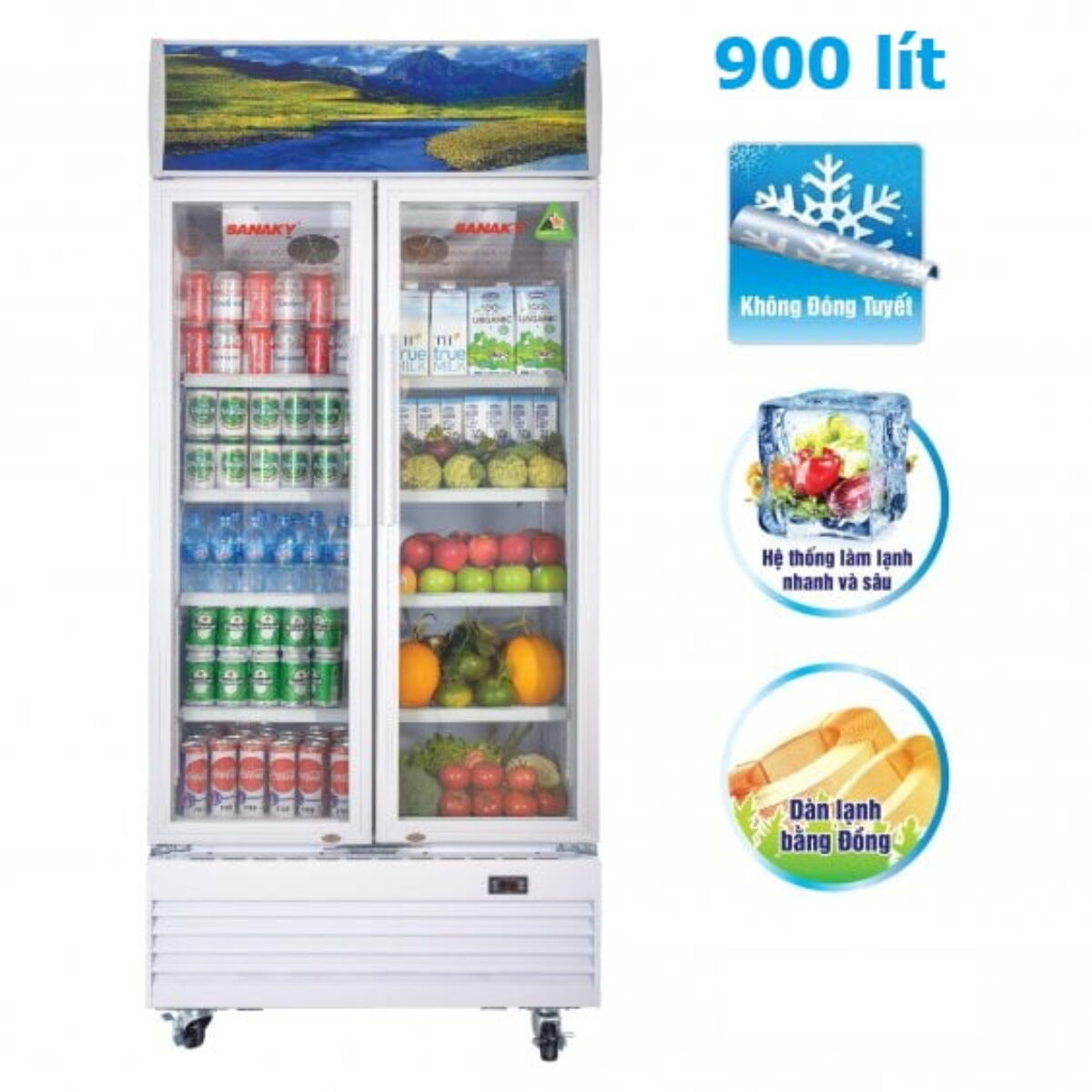 Tủ Mát Sanaky 900 lít VH-1009HP 2 cánh, dàn lạnh đồng