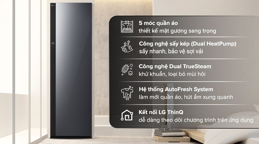 Tủ chăm sóc quần áo thông minh LG Styler Inverter 5 mSC5GMR80Hóc