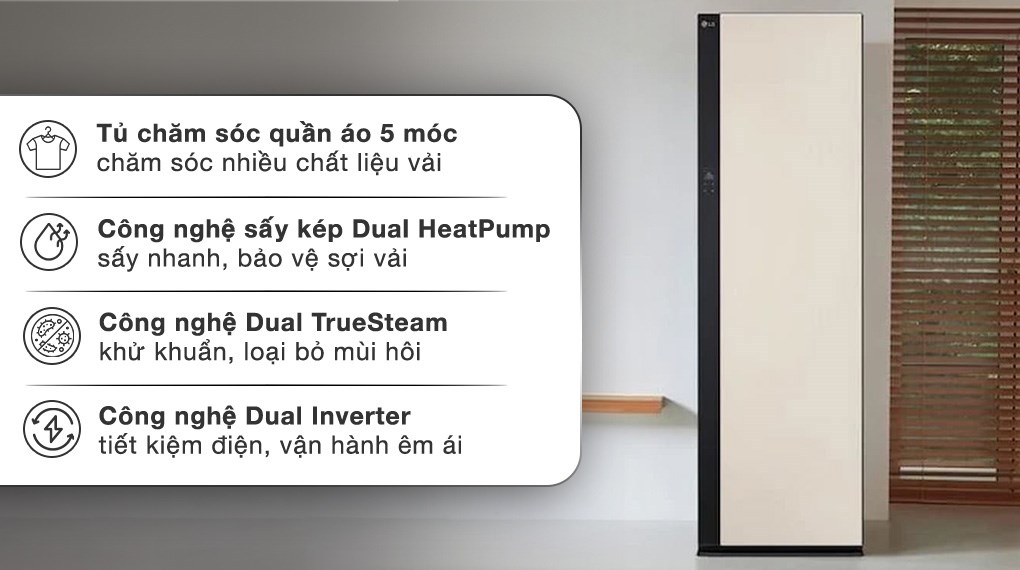 Tủ giặt hấp sấy LG Styler SC5MBR80H