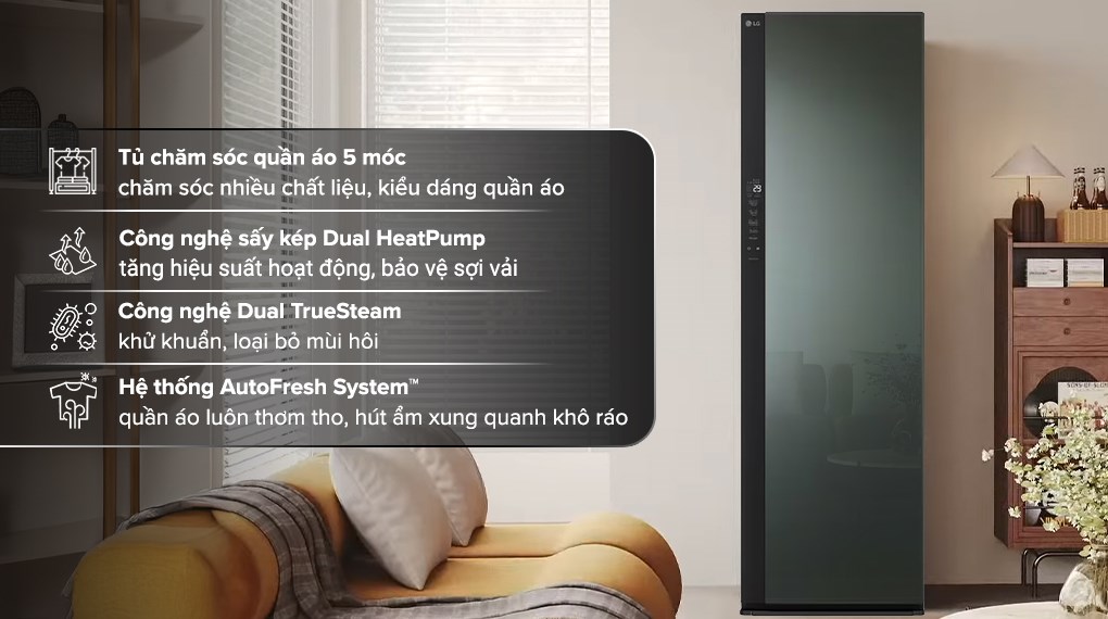 Tủ giặt hấp sấy LG Styler SC5MNR4G