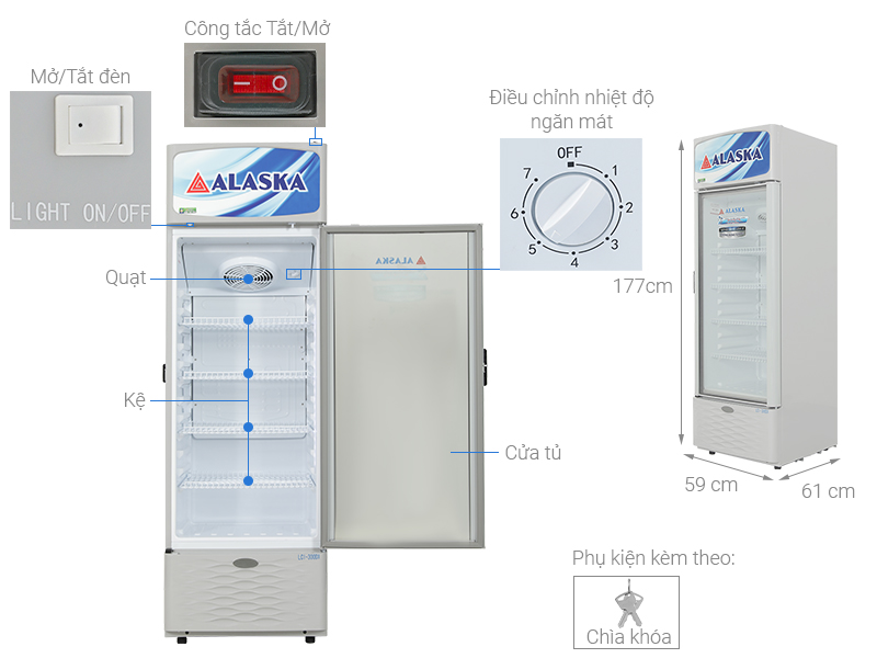 Tủ mát Alaska Inverter 300 lít LCI-300