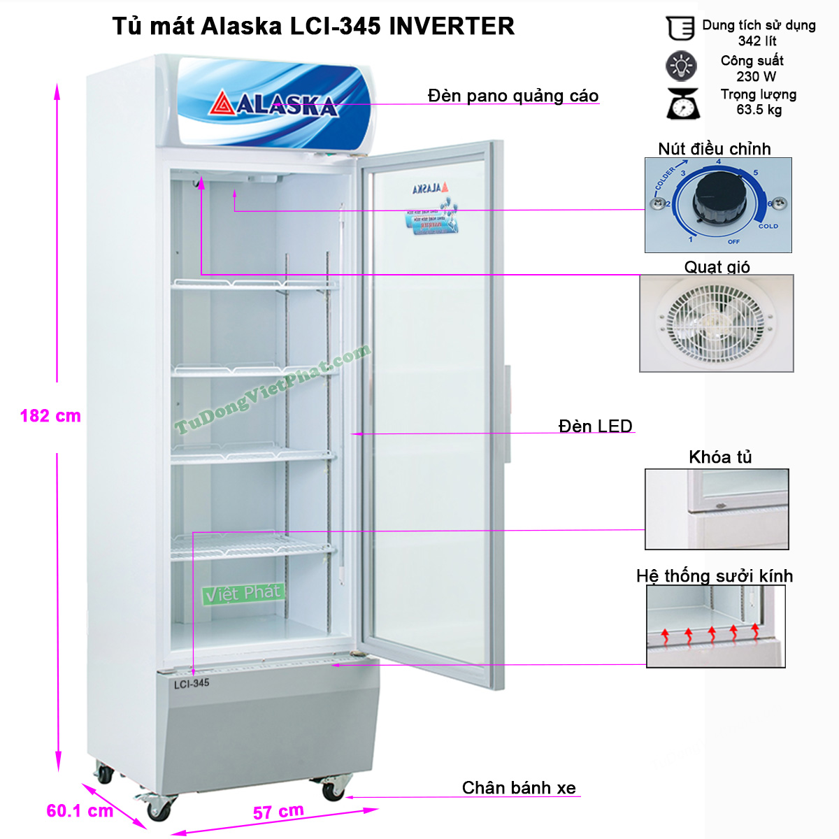 Tủ mát Inverter Alaska 342 lít LCI-345