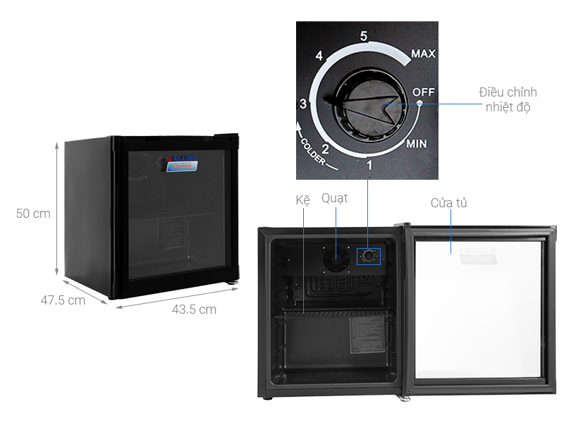 Tủ mát mini Alaska 50 lít LC-50- màu đen