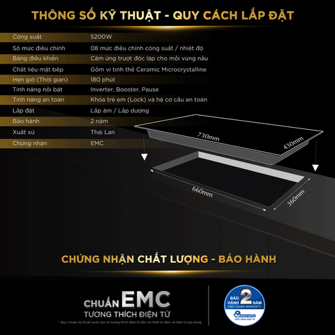 Bếp Từ Đôi BlueStone ICB-6939 5200W