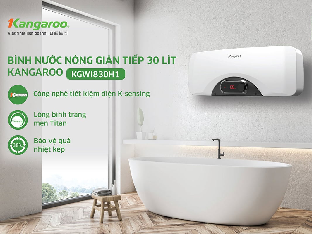 Bình nước nóng gián tiếp Kangaroo 30 lít KGWI830H1