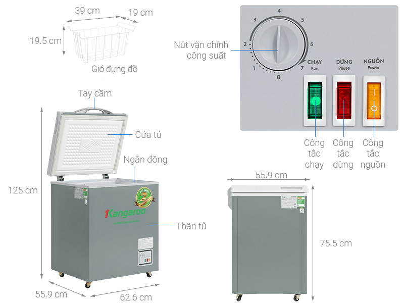 Tủ đông Kangaroo 90 lít KGFZ150NG1 